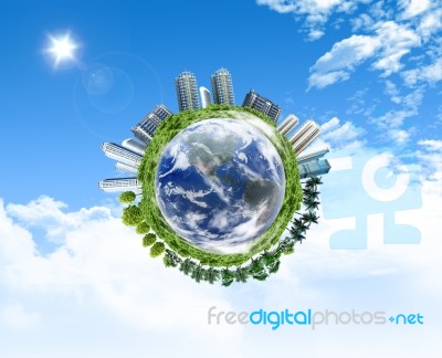 Global Earth With Building Stock Image