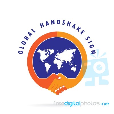 Global Handshake Abstract Sign Stock Image