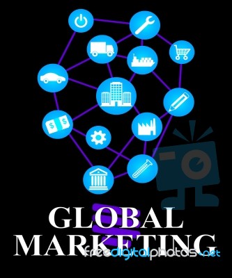 Global Marketing Represents World Ecommerce Or Worldwide Promoti… Stock Image