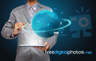 Global Network Concept On Computer Tablet Pc Stock Image