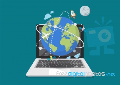 Global Network Connection From Laptop Stock Image