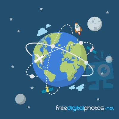 Global Network Connection In Flat Style Stock Image