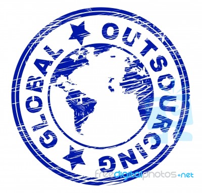 Global Outsourcing Represents Independent Contractor And Freelance Stock Image