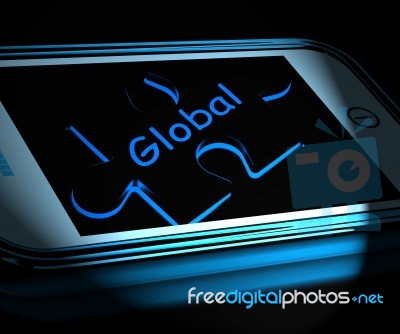 Global Smartphone Displays Worldwide Everywhere And Internationa… Stock Image