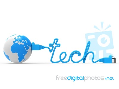 Global Tech Means World Wide Web And Earth Stock Image