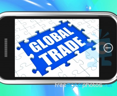 Global Trade Tablet Shows Online International Business Stock Image