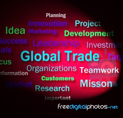 Global Trade Words Means Planning For International Commerce Stock Image