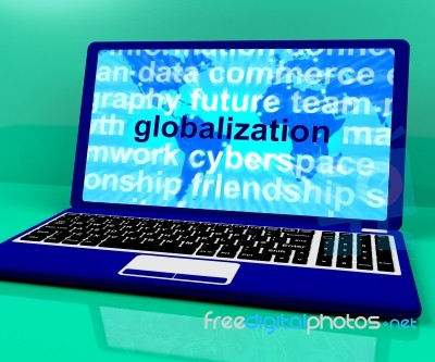 Globalization Word On Laptop Showing International Business Stock Image