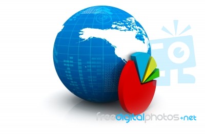 Globe And A  Global Financial Economy Pie Chart Stock Image