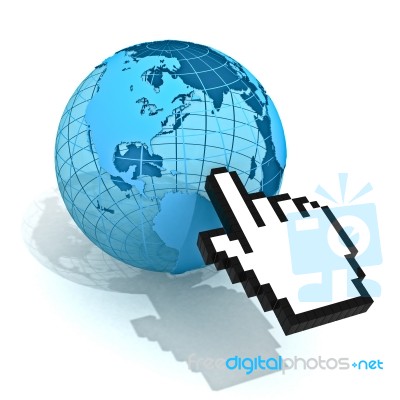 Globe And Hand Cursor Stock Image