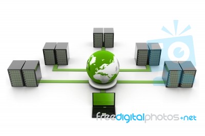 Globe And Network Server Stock Image