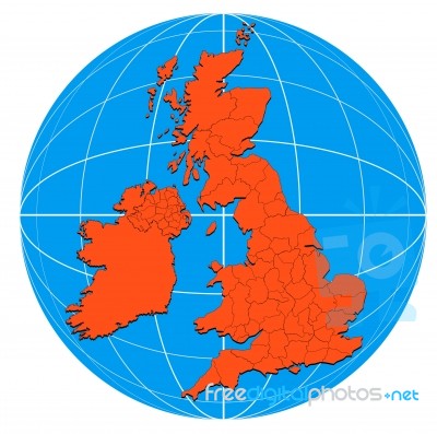 Globe British Isles Map Stock Image