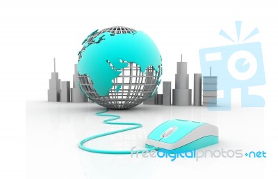 Globe Connecting With Mouse Stock Image