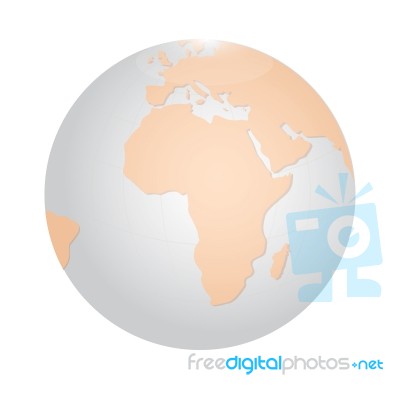 Globe Icon With Africa Continent Map Stock Image