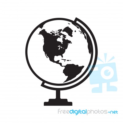 Globe Icon With America Map -  Illustration Stock Image