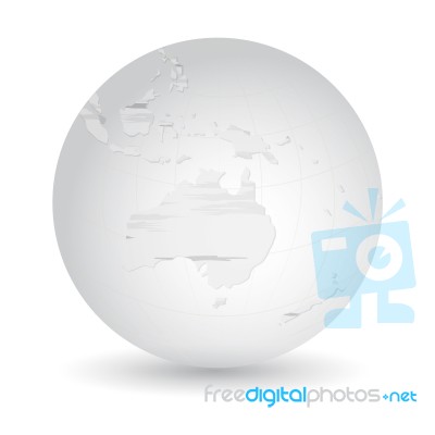 Globe Icon With Hand Drawn Australia  Map Stock Image