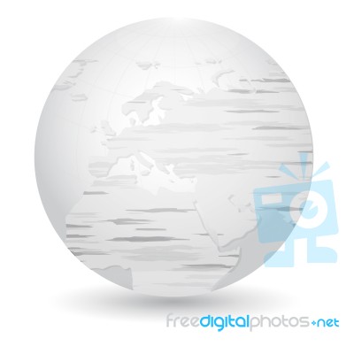 Globe Icon With Hand Drawn Europe Map Stock Image