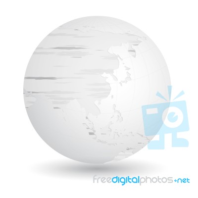 Globe Icon With Hand Drawn Map Stock Image