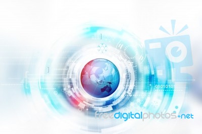 Globe On Technology Background Stock Image