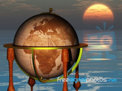 Globe, Sea And Sun Stock Image