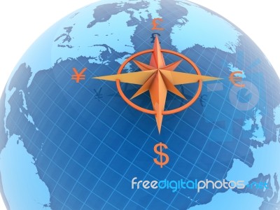 Globe With Currency Symbols Stock Image