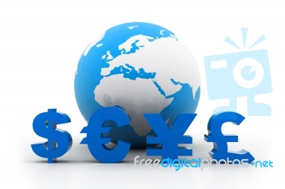 Globe With Currency Symbols Stock Image