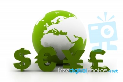 Globe With Currency Symbols Stock Image