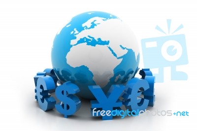 Globe With Currency Symbols Stock Image