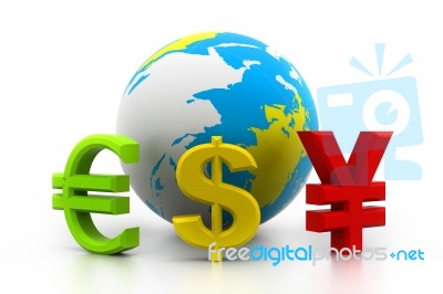 Globe With Currency Symbols Stock Image