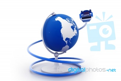 Globe With Network Cables Stock Image