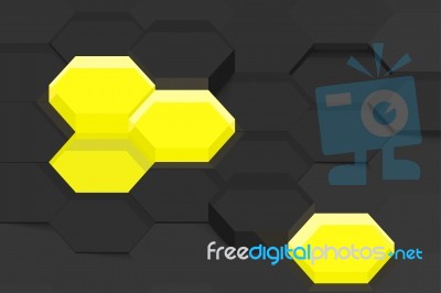 Glossy Yellow Hexagon Concept Stock Image