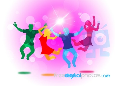 Glow Fun Indicates Light Burst And Jump Stock Image