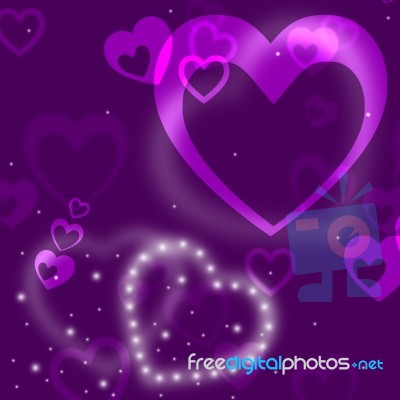 Glow Heart Means Valentine Day And Abstract Stock Image