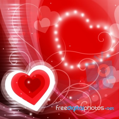 Glow Heart Shows Valentines Day And Backdrop Stock Image