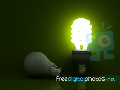 Glowing Energy Saving Light Bulb Stock Image