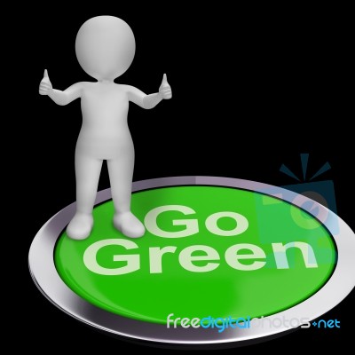 Go Green Button Showing Recycling And Eco Friendly Stock Image