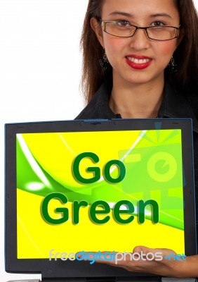 Go Green Computer Message Stock Photo