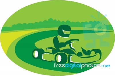 Go Kart Racing Oval Retro Stock Image