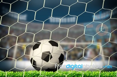 Goal. A Soccer Ball In A Net Stock Image