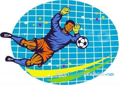 Goalie Soccer Football Player Retro Stock Image