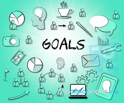 Goals Icons Indicates Aspire Aspiration And Inspiration Stock Image