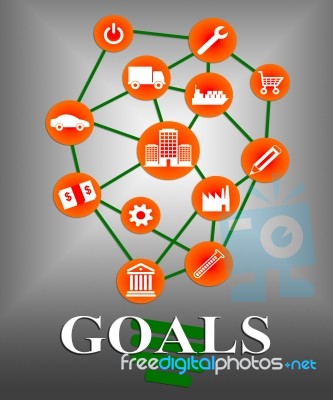 Goals Icons Shows Aspirations Targeting And Aspire Stock Image