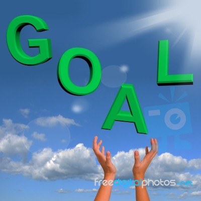 Goals Letters In Green Falling Stock Image