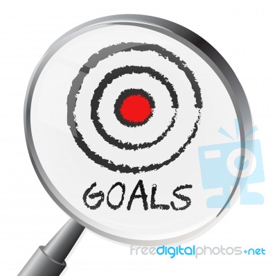 Goals Magnifier Shows Magnify Desire And Wishes Stock Image