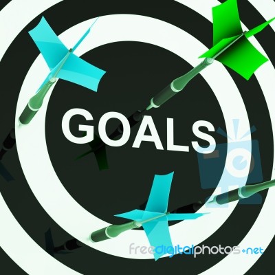 Goals On Dartboard Shows Aspirations Stock Image