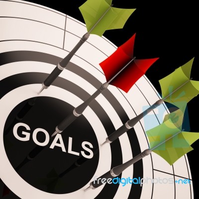 Goals On Dartboard Shows Aspired Objectives Stock Image