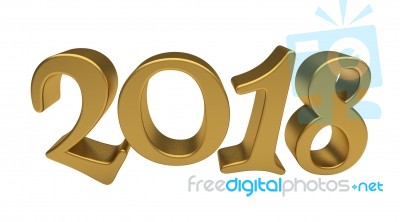 Gold 2018 Lettering Isolated Stock Image