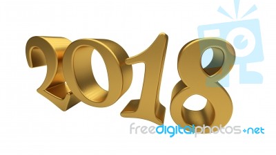 Gold 2018 Lettering Isolated Stock Image