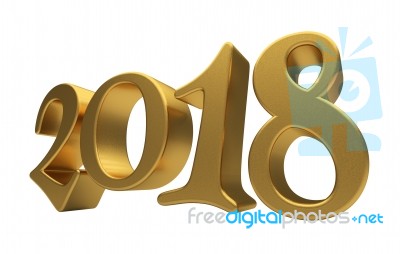 Gold 2018 Lettering Isolated Stock Image