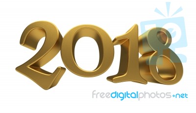 Gold 2018 Lettering Isolated Stock Image